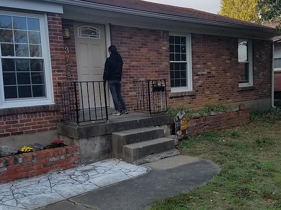 Nice yard w small trees in front yard