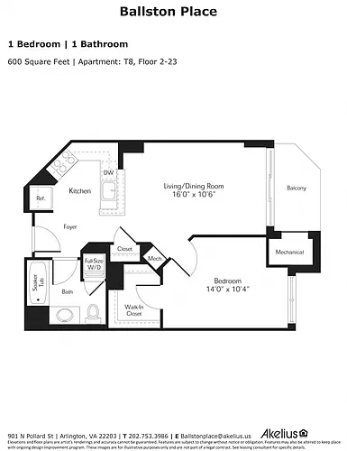 Floor plan 1 Bedroom 1 Bathroom