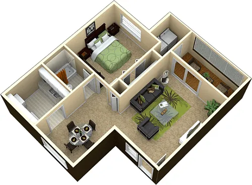 Floor plan 1 Bed/1 Bath