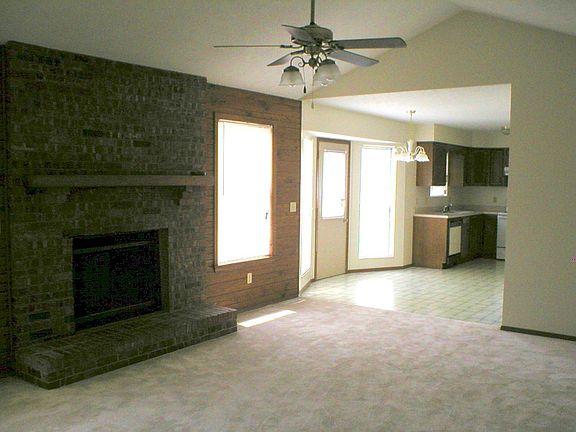 Here's the living room with it's wood-burning fireplace.