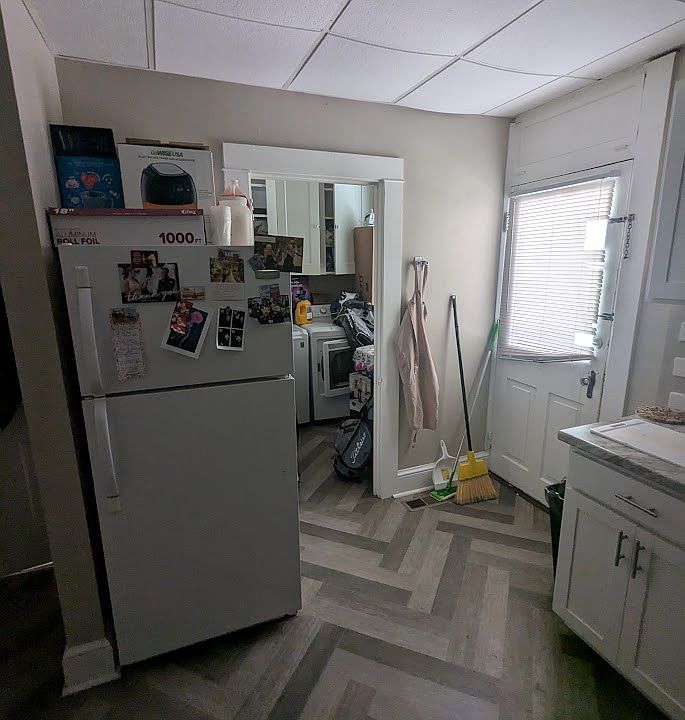 Kitchen with view into mudroom