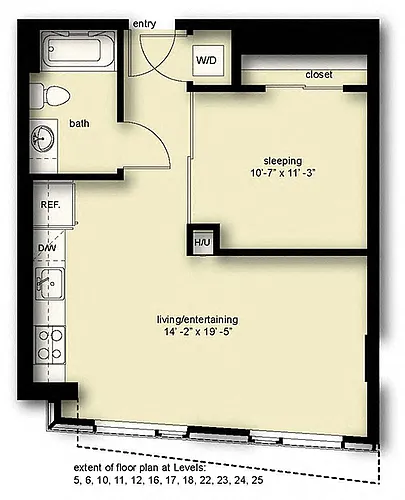 Floor plan Wave 1 Open 1 Bath BN5