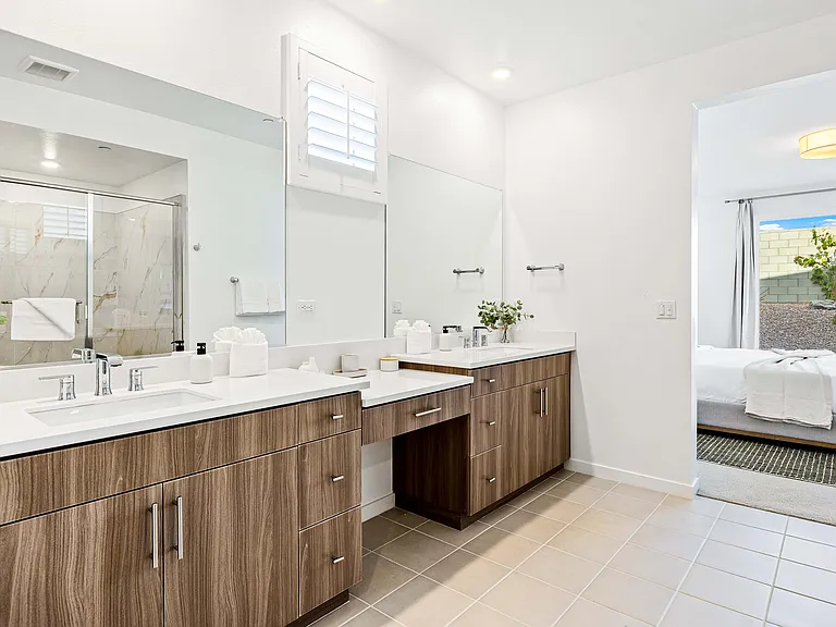 Primary bath with double sinks _ no morning rush here.