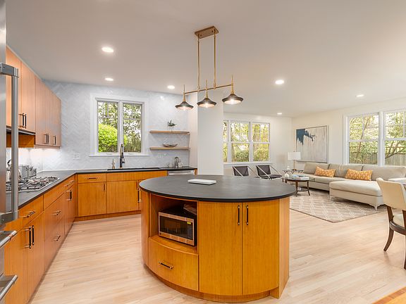 Open floorplan kitchen and family room. Filled with natural light