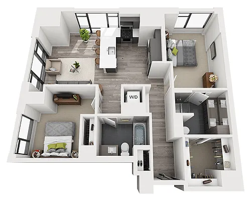 Floor plan Two Bedroom B2AD