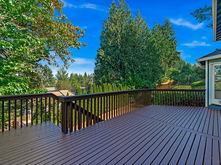 Newly stained large deck