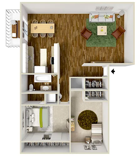 Floor plan Two Bedroom, One and a half Bath