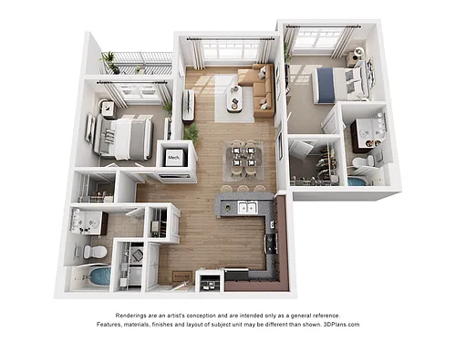 Floor plan B1 LIBERTY - 2 Bedroom, 2 Bathroom
