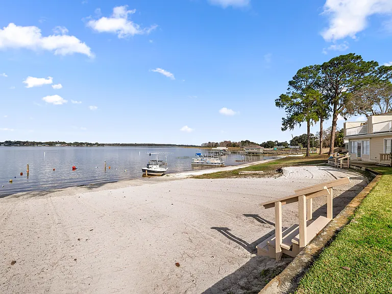 View of the beach and lake