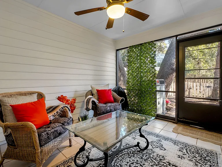 Screened patio outside downstairs master suite