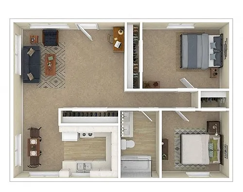 Floor plan 2 Bedroom / 1.0 Bath