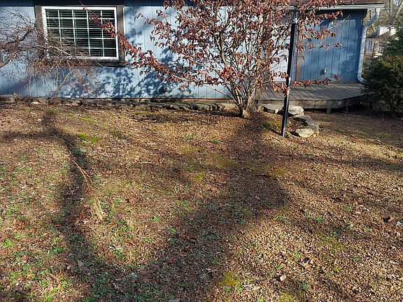 Back of house. Several landscape specimens are around the house.