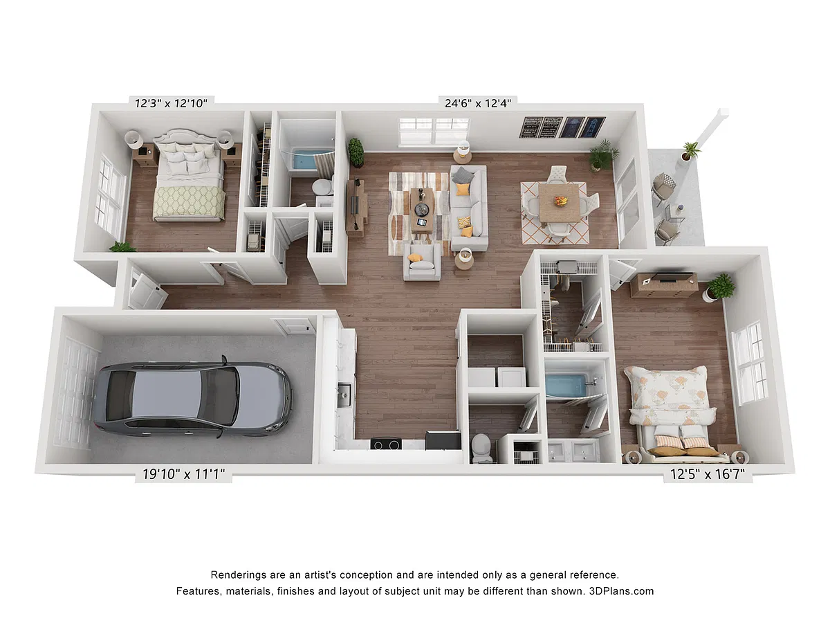 Floor plan 2 Bedroom, 2 Bathroom Villa