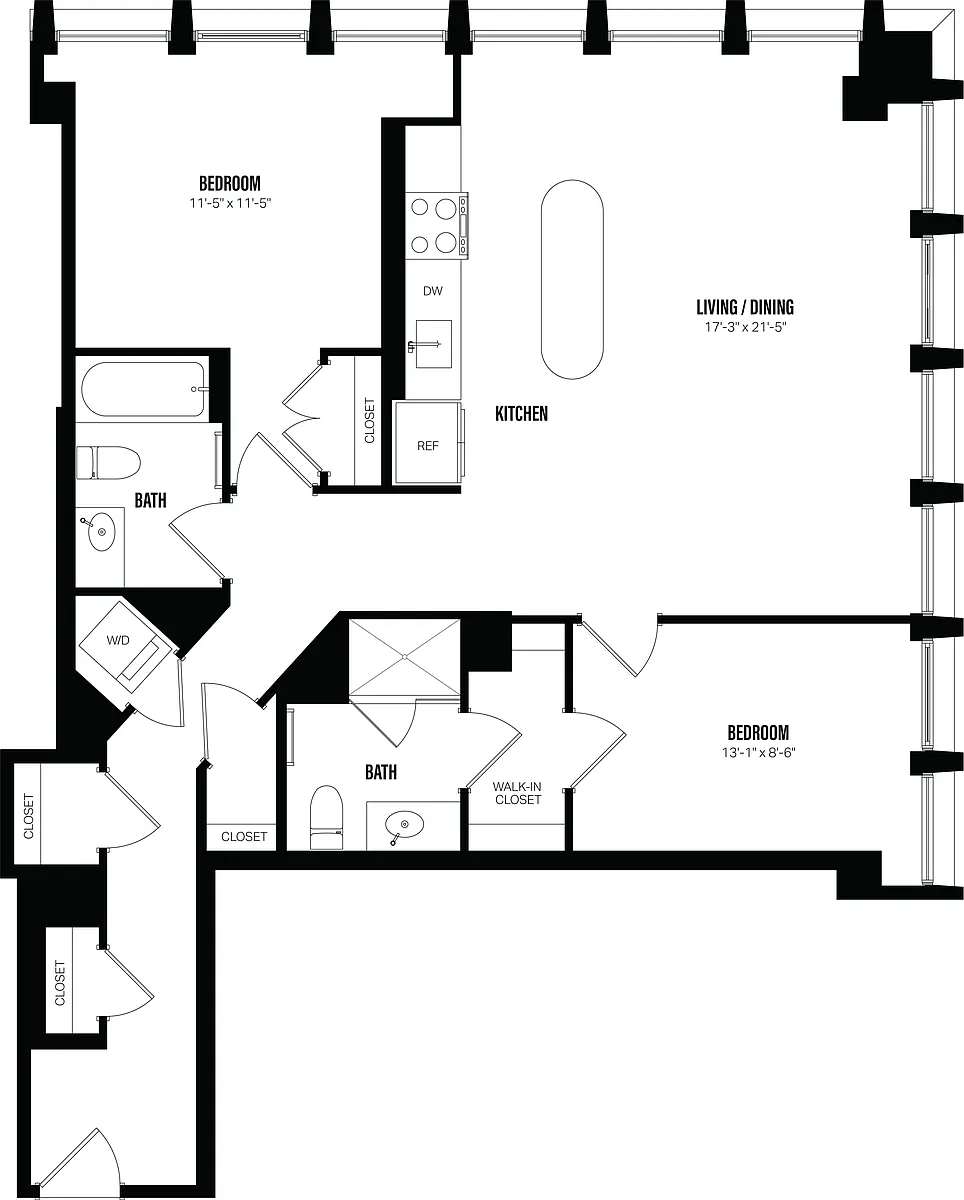Floor plan 2 Bed/2 Bath-F1