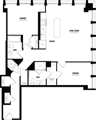 Floor plan 2 Bed/2 Bath-F1
