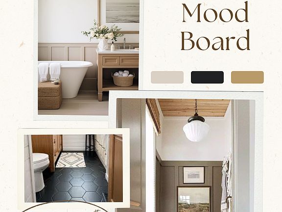 Color palette and mood board for bathrooms at 6404 Aspen Way