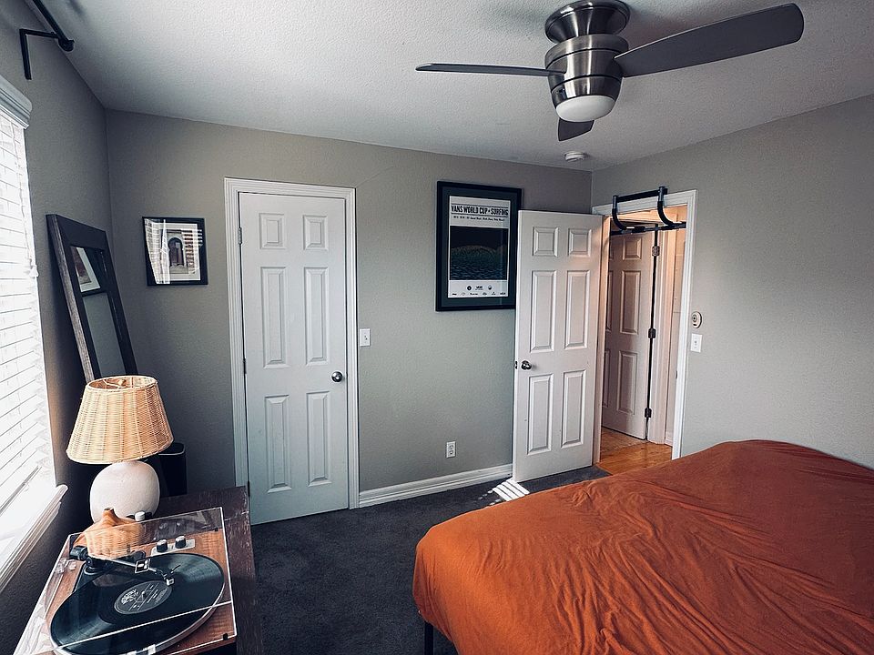 Bedroom layout with easy access to closet and main living space