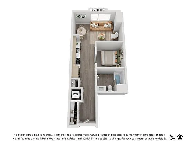 Floor plan S7 | Studio | 1 Bath | Den