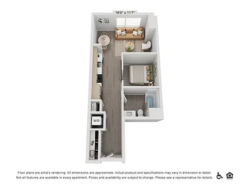 Floor plan S7 | Studio | 1 Bath | Den