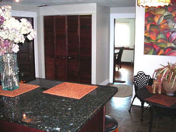 view from kitchen into formal dining room