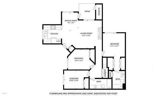 Floor plan 3 Bed 2 Bath
