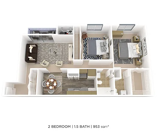 Floor plan Two Bedroom 1.5 Bath