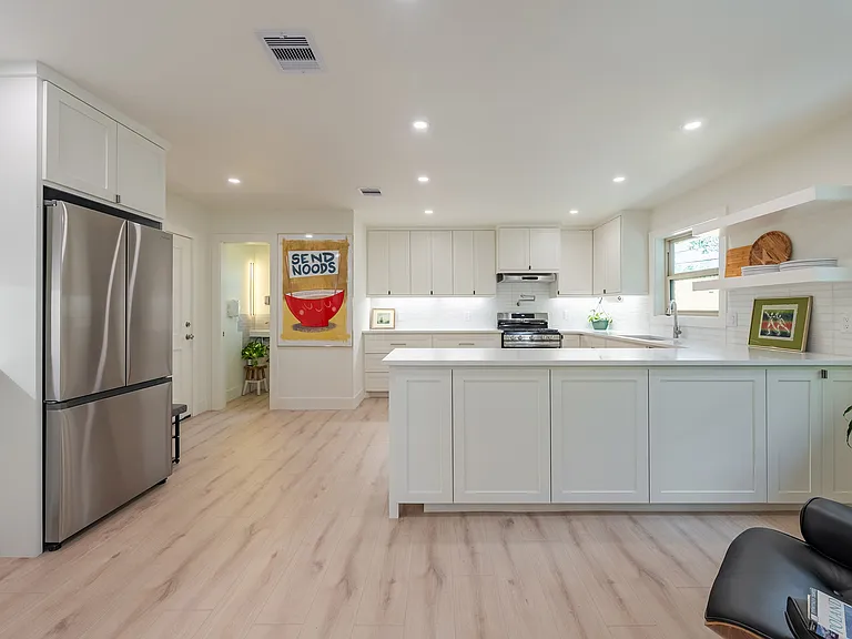 Generous storage, and clean, contemporary design.