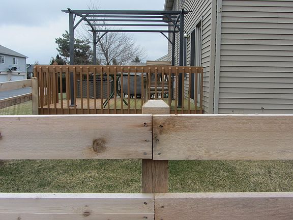 Pergola on the deck. Seller has the canopy.