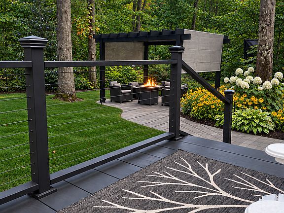 New outdoor pergola with firepit