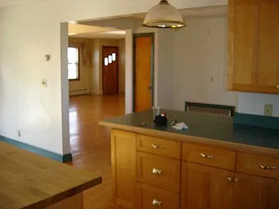 open concept, kitchen view to dining room and living room