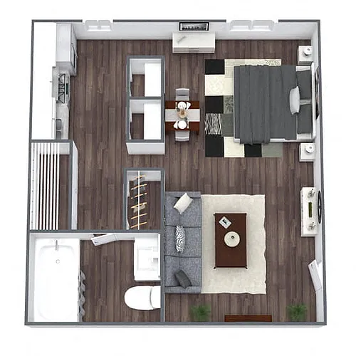 Floor plan A1: 1 Bed 1 Bath