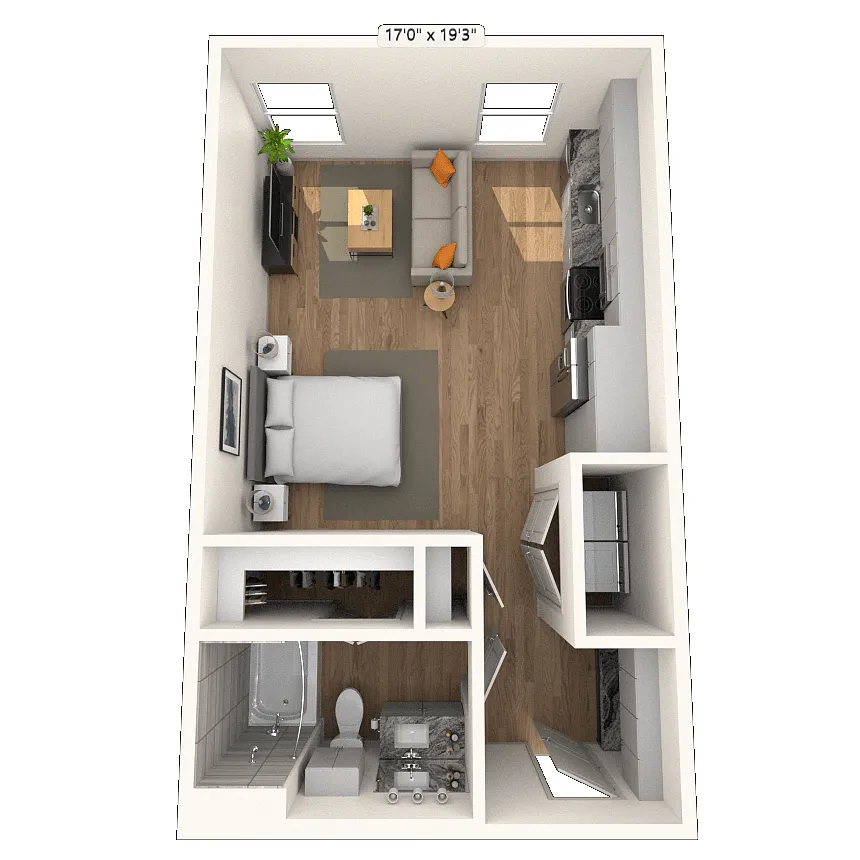Floor plan S2 0x1 542 SF