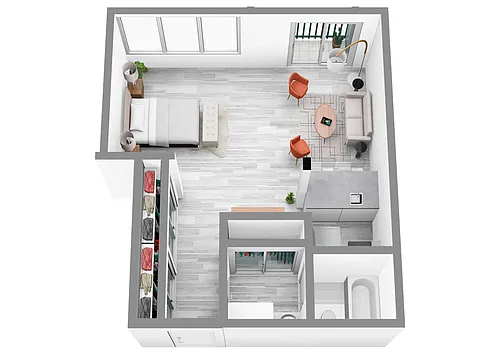 Floor plan 0 Bed 1 Bath