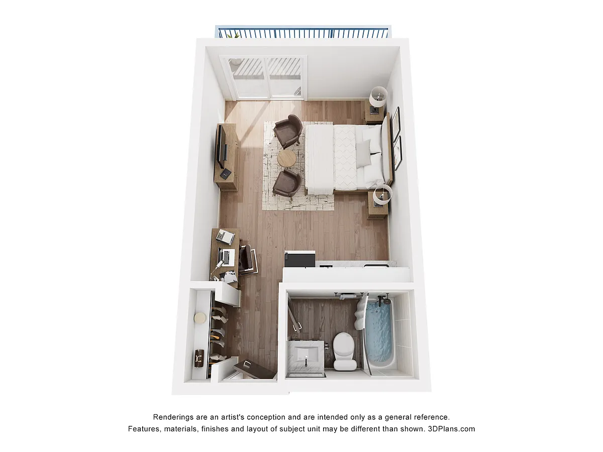 Floor plan Studio A with Private Balcony