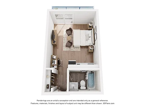 Floor plan Studio A with Private Balcony