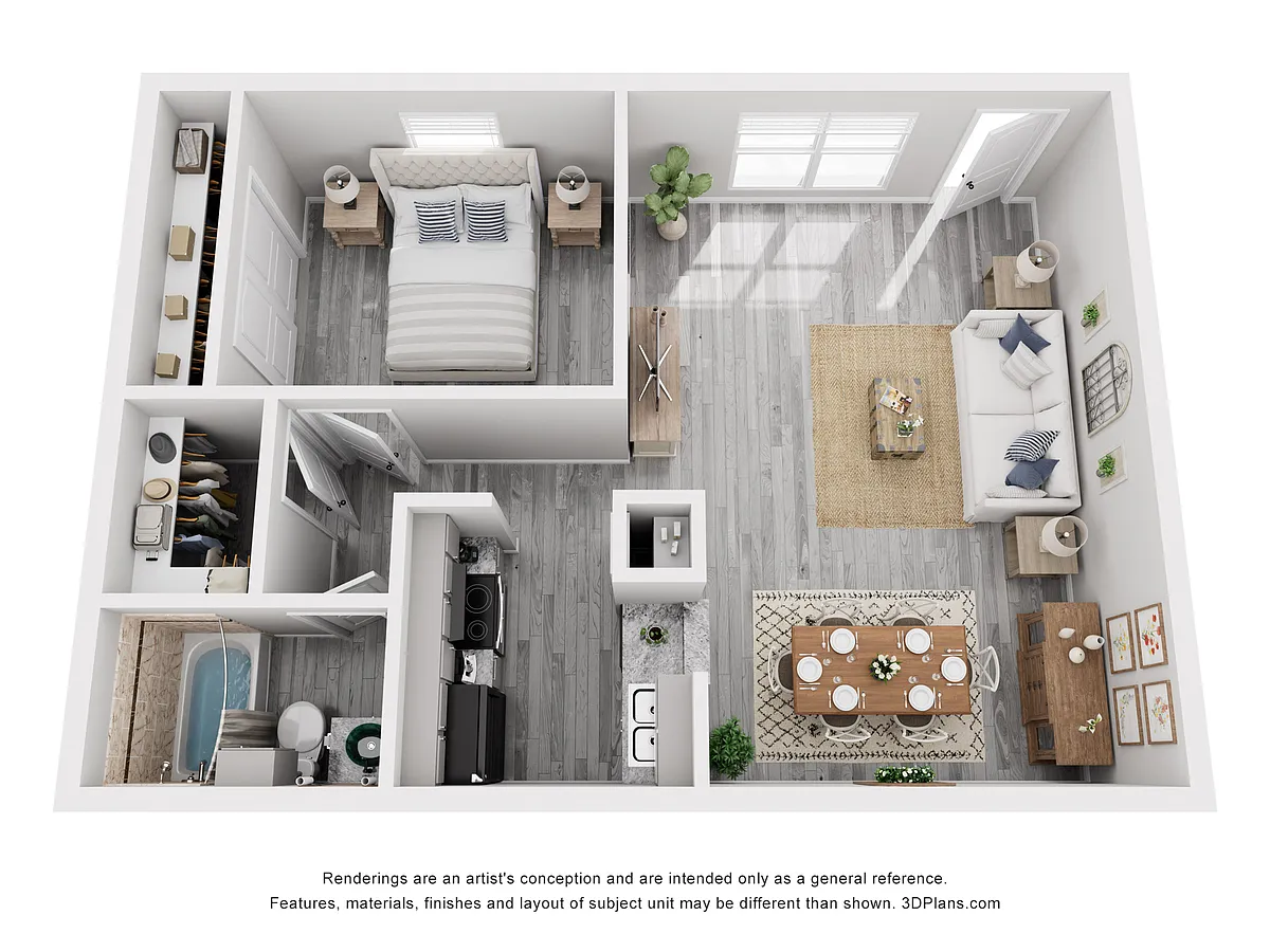 Floor plan 1 Bed 1 Bath Lux Reno