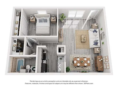Floor plan 1 Bed 1 Bath Lux Reno