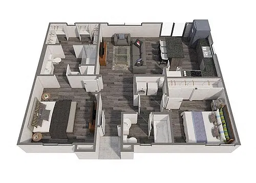 Floor plan 2 Bed 2 Bath