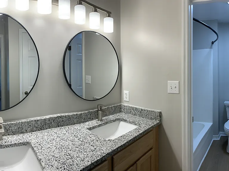 Master Bathroom double vanities, new toilet