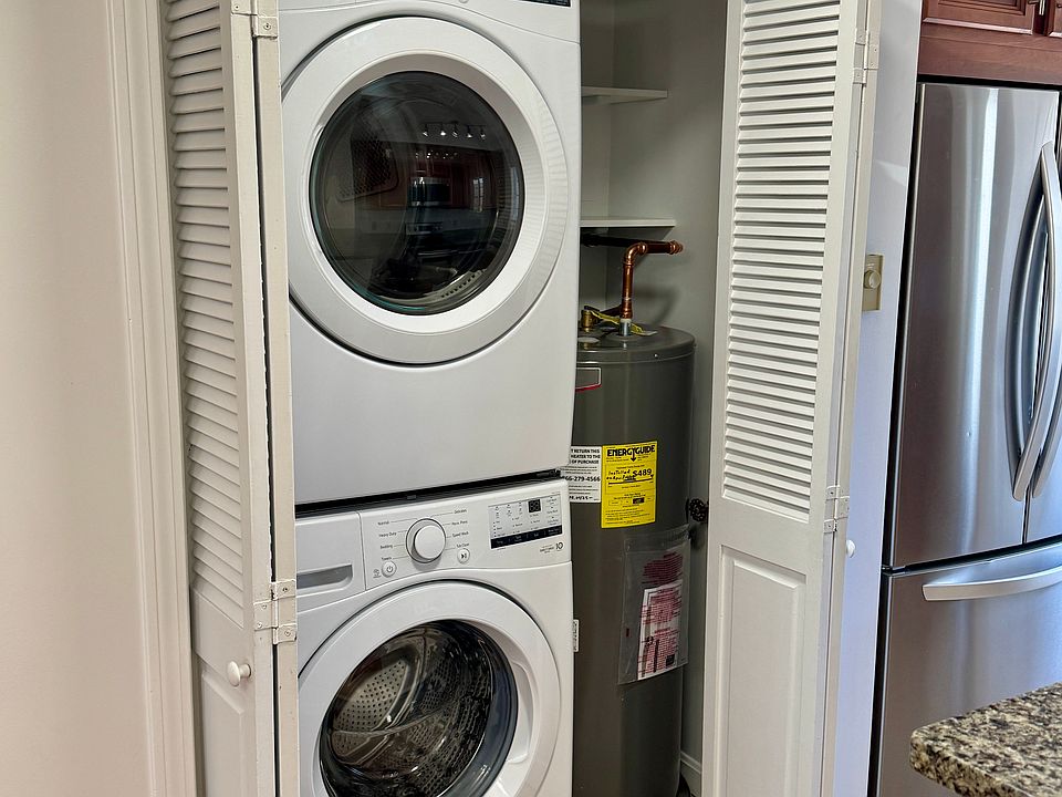 Washer/Dryer in unit and brand new water heater.