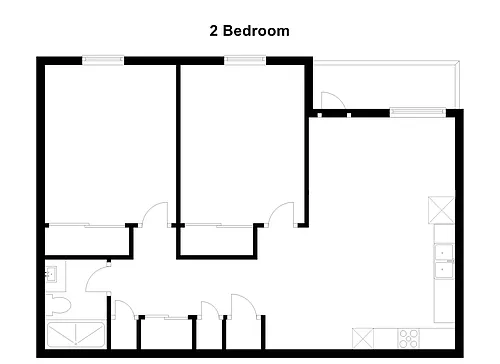 Floor plan Two Bedroom - One Bath