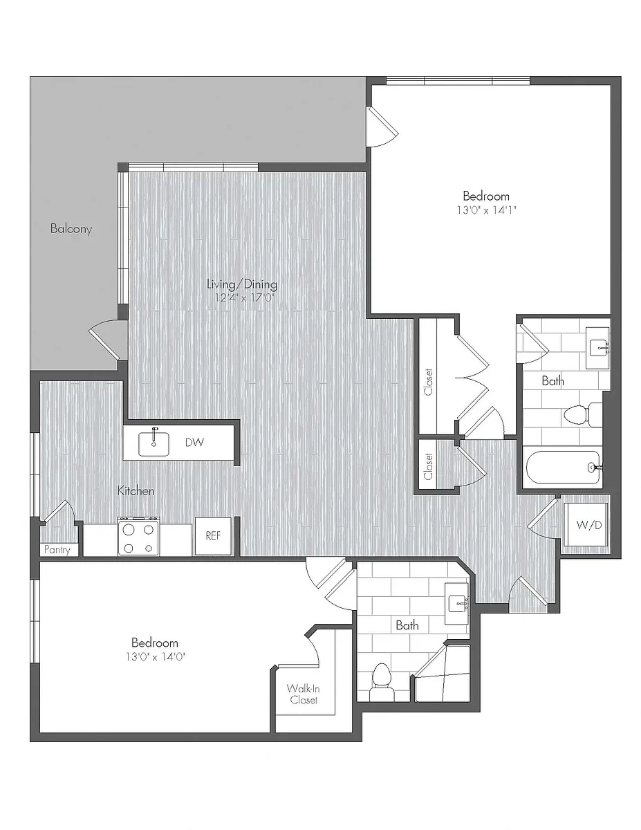 Floor plan 2 Bed 2 Bath - B5