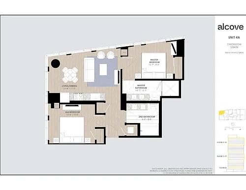 Floor plan Alcove One Bedroom with Den 04 Tiers 1& 3