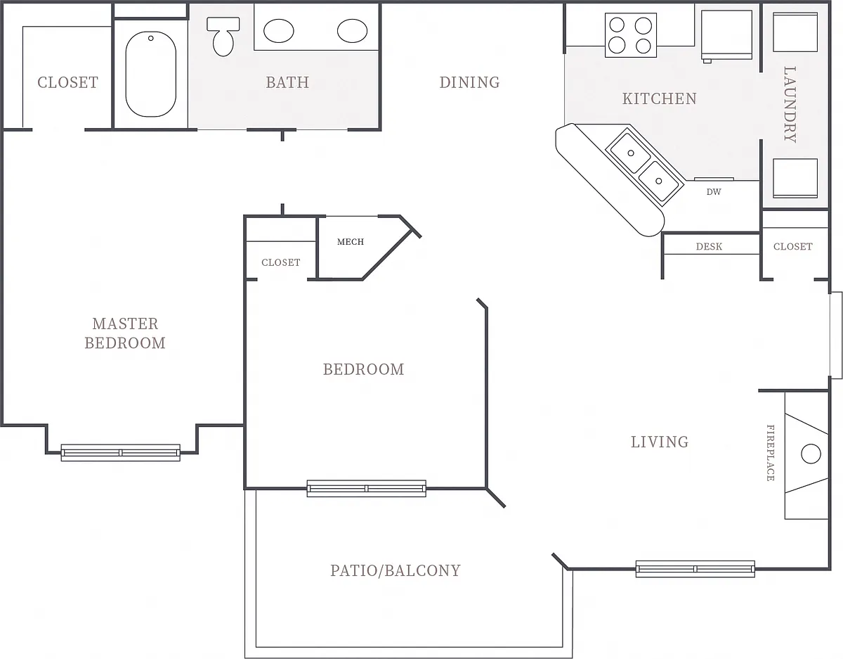 Floor plan 2 Bedroom 1 Bath