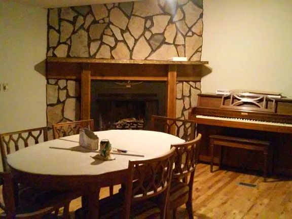 family room with fire place