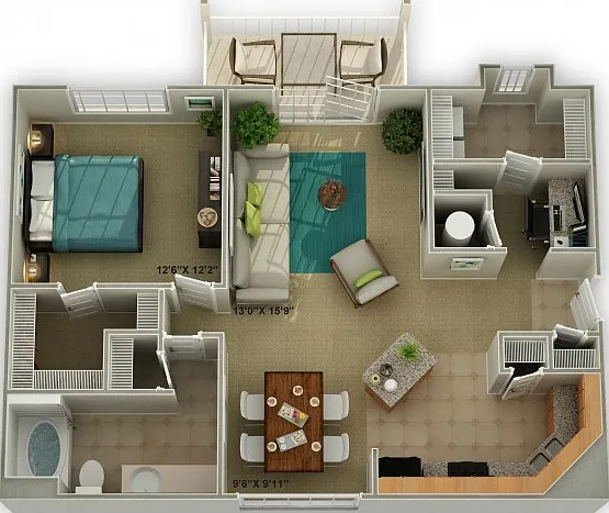 The Carriage One Bedroom Floor Plan The Carriage One Bedroom Floor Plan