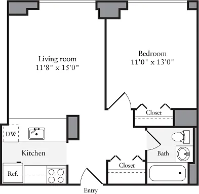 Floor plan 1 Bedroom A