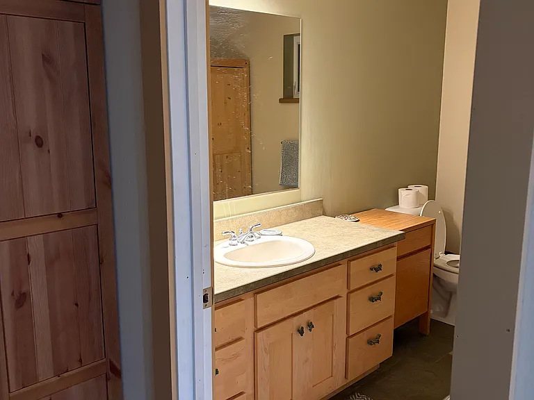 Basement bathroom with shower/tub.