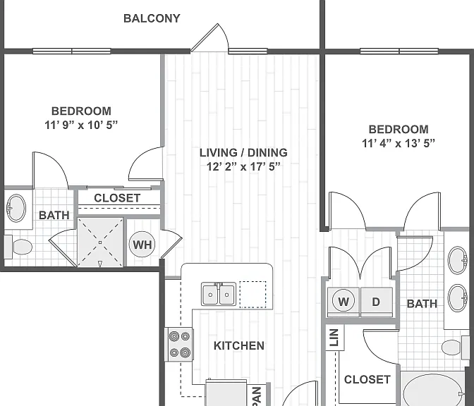 2 Bedroom 22A Floorplan Diagram