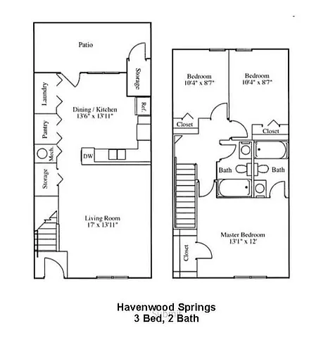 Floor plan 3 Bedroom Townhouse 60%